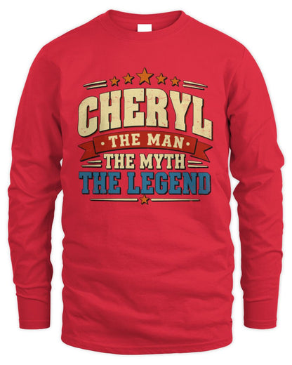 The Man The Myth The Legend Ribbon Vintage T-Shirt CHERYL M1-56 / Men's Long Sleeved T-Shirt / red
