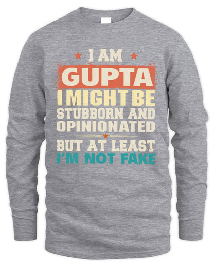 I Am Name I Might Be Stubborn and Opinionated Graphic T-Shirt GUPTA M1-72 / Men's Long Sleeved T-Shirt / sport grey