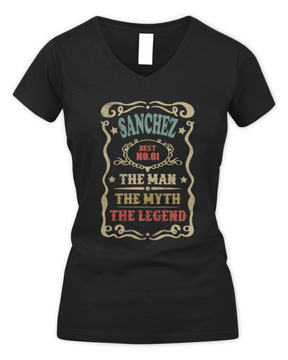 The Man The Myth The Legend Vintage Gold Wine Shirt SANCHEZ M1-52 / Women's V-Neck T-Shirt / black