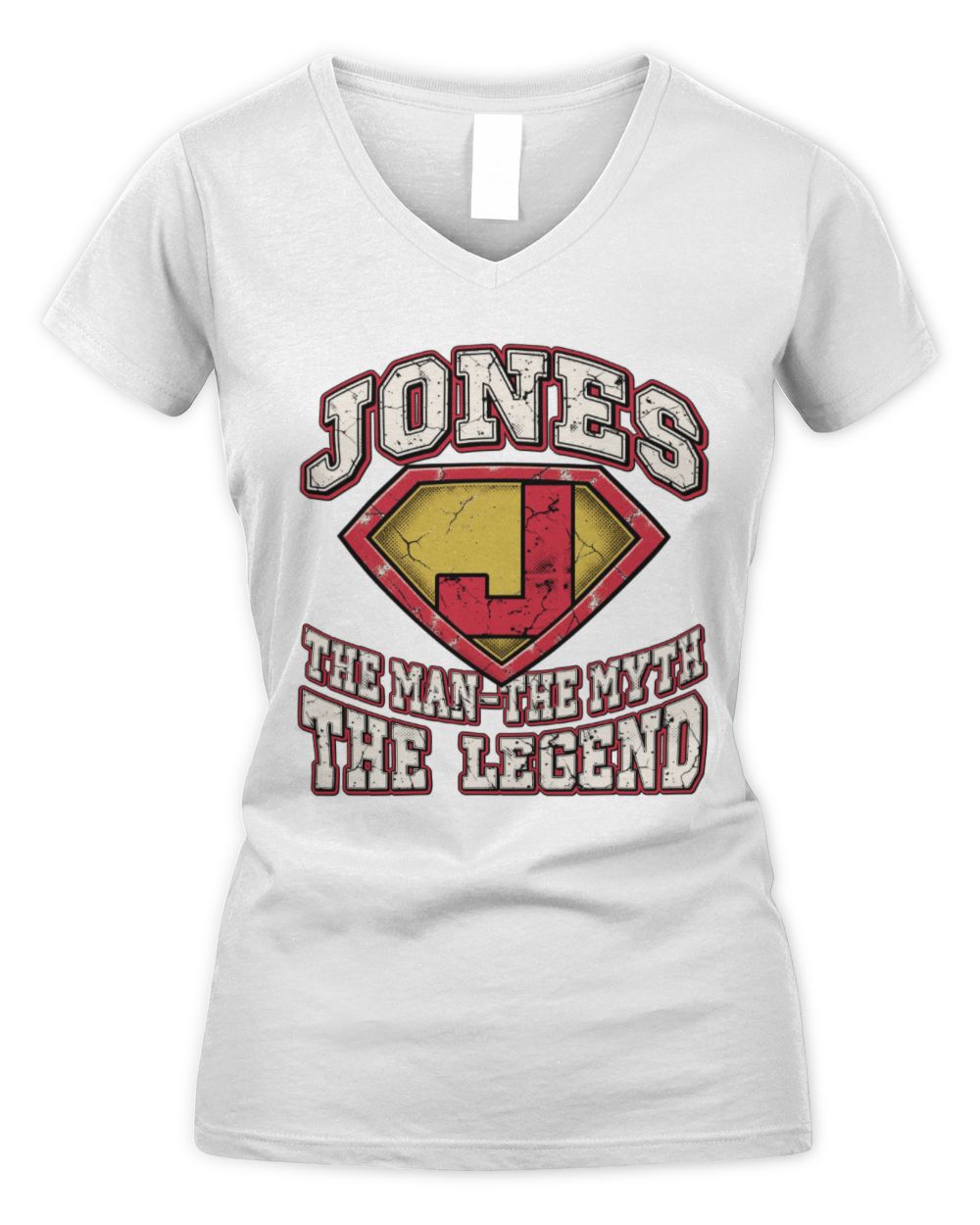 The Man The Myth The Legend Superman Graphic T-Shirt JONES M1-74 / Women's V-Neck T-Shirt / white