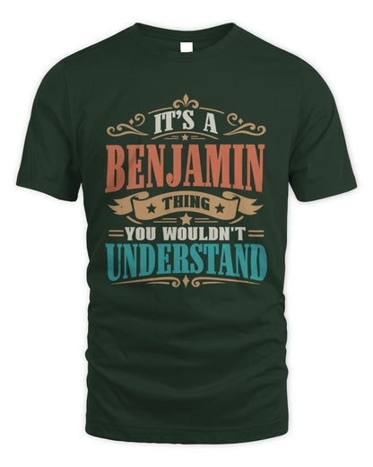 It’s a Name Thing Personalized Retro T-Shirt BENJAMIN M1-47 / Unisex Standard T-Shirt / forest green