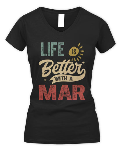 Life Is Better With a Name Personalized Retro T-Shirt MAR-48 / Women's V-Neck T-Shirt / black