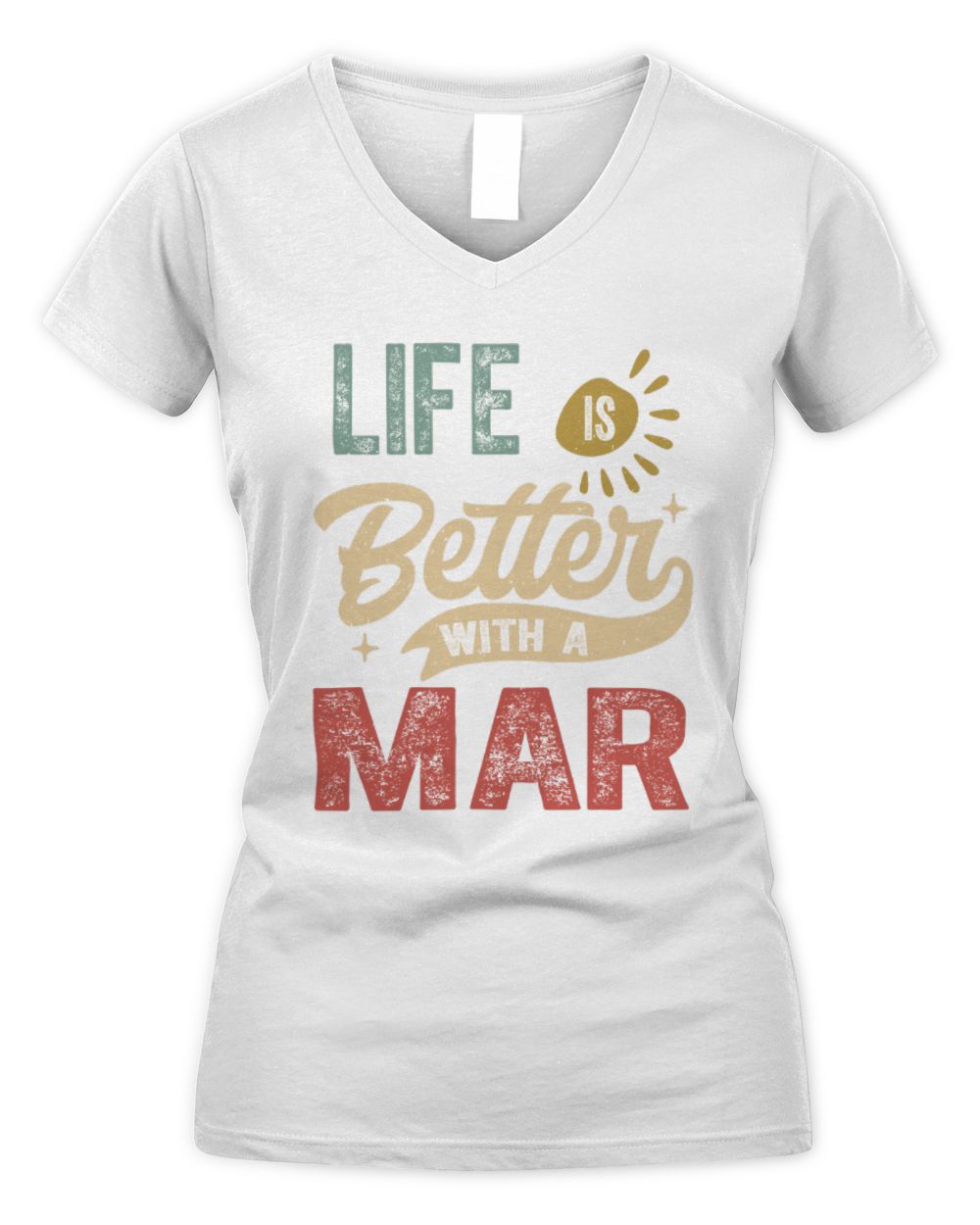Life Is Better With a Name Personalized Retro T-Shirt MAR-48 / Women's V-Neck T-Shirt / white