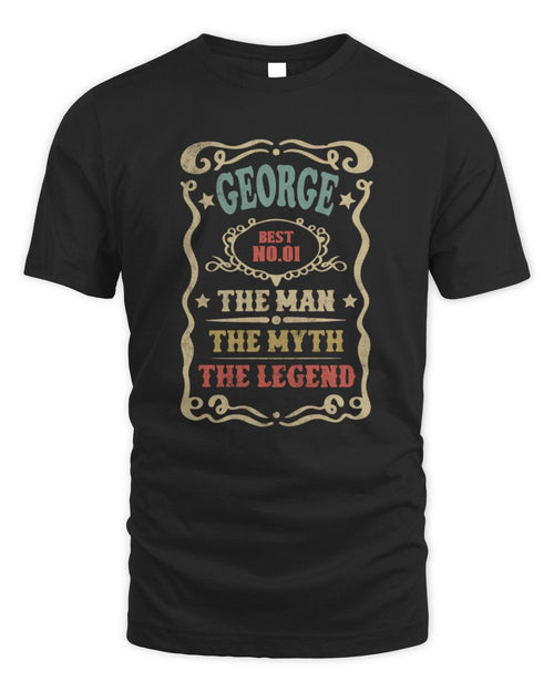 The Man The Myth The Legend Vintage Gold Wine Shirt GEORGE M1-52 / Unisex Standard T-Shirt / black
