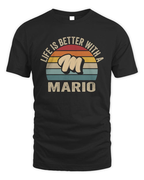 Life Is Better with Name Vintage Sun Shirt MARIO M1-50 / Unisex Standard T-Shirt / black