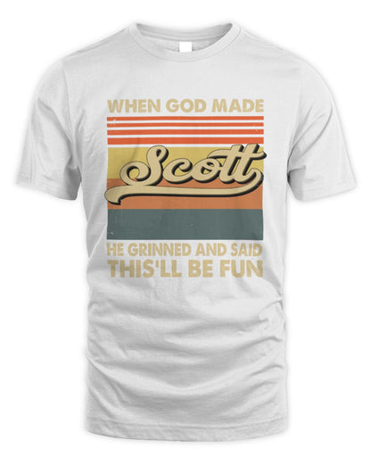 When God Made Your Name He Grinned Vintage T-Shirt SCOTT M1-55 / Unisex Standard T-Shirt / white