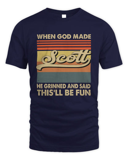 When God Made Your Name He Grinned Vintage T-Shirt SCOTT M1-55 / Unisex Standard T-Shirt / navy