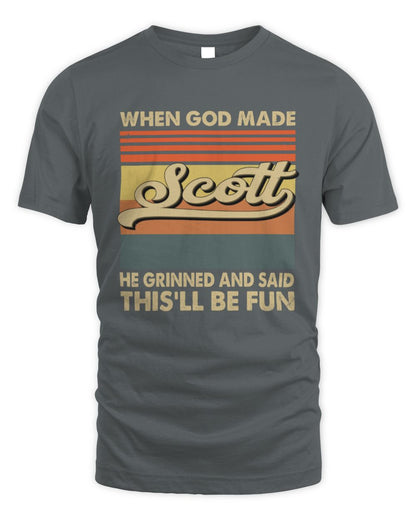 When God Made Your Name He Grinned Vintage T-Shirt SCOTT M1-55 / Unisex Standard T-Shirt / charcoal