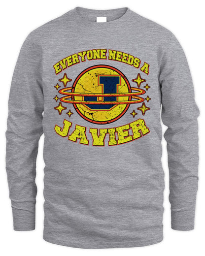 Everyone Needs a Your Name Shirt JAVIER M1-76 / Men's Long Sleeved T-Shirt / sport grey