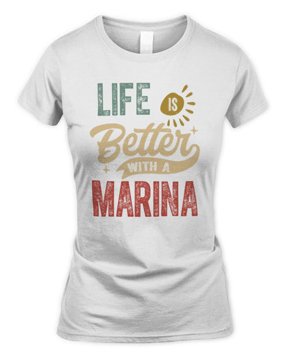 Life Is Better With a Name Personalized Retro T-Shirt MARINA-48 / Women's Standard T-Shirt / white