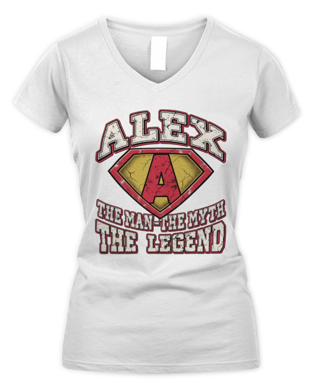 The Man The Myth The Legend Superman Graphic T-Shirt ALEX M1-74 / Women's V-Neck T-Shirt / white