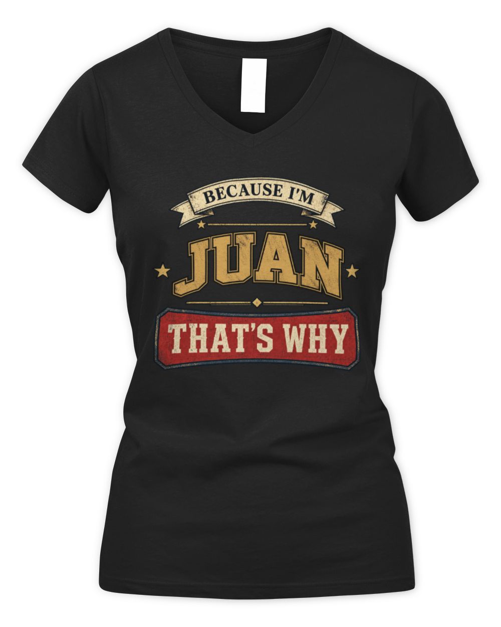 Because I'm Name That's Why Americana T-Shirt JUAN M1-S88 / Women's V-Neck T-Shirt / black