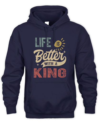 Life Is Better With a Name Personalized Retro T-Shirt KING-48 / Unisex Hoodie / navy