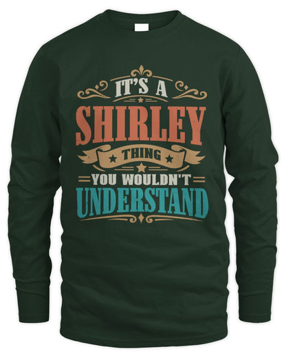 It’s a Name Thing Personalized Retro T-Shirt SHIRLEY M1-47 / Men's Long Sleeved T-Shirt / forest green