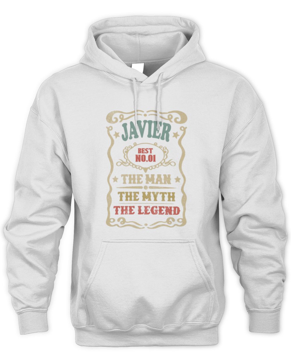 The Man The Myth The Legend Vintage Gold Wine Shirt JAVIER M1-52 / Unisex Hoodie / white