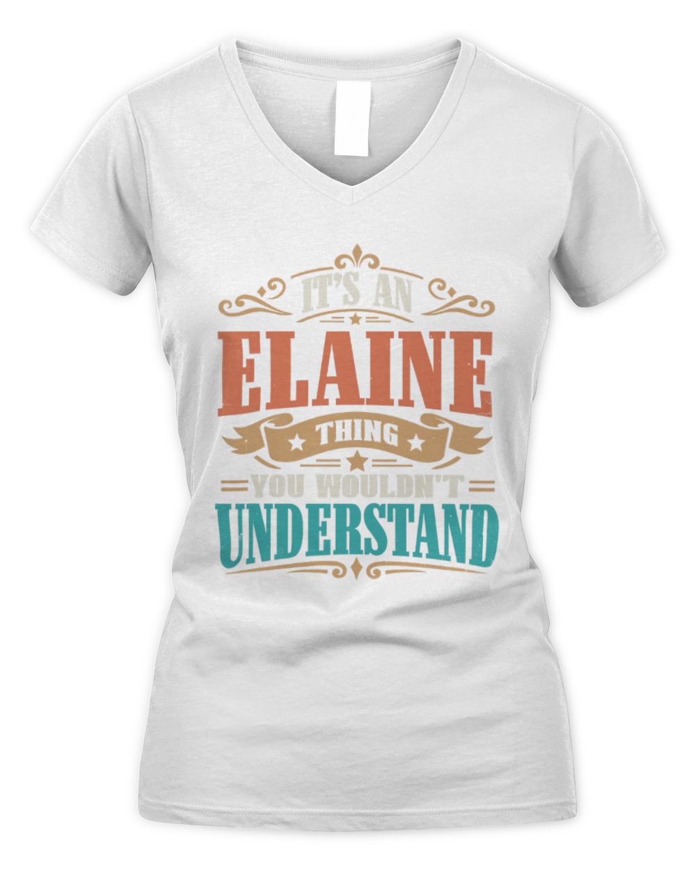 It’s a Name Thing Personalized Retro T-Shirt ELAINE M1-47 / Women's V-Neck T-Shirt / white