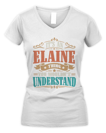 It’s a Name Thing Personalized Retro T-Shirt ELAINE M1-47 / Women's V-Neck T-Shirt / white
