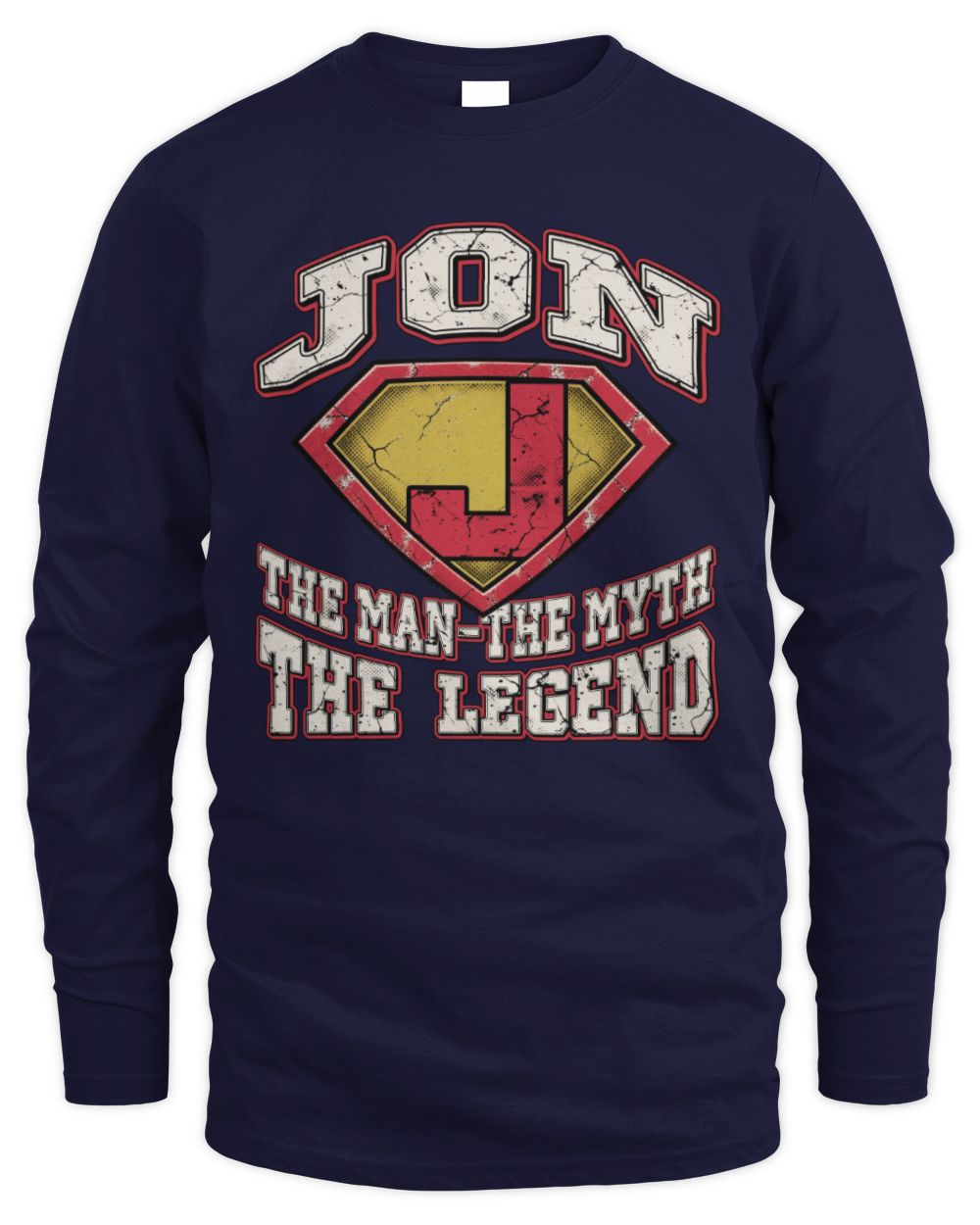 The Man The Myth The Legend Superman Graphic T-Shirt JON M1-74 / Men's Long Sleeved T-Shirt / navy