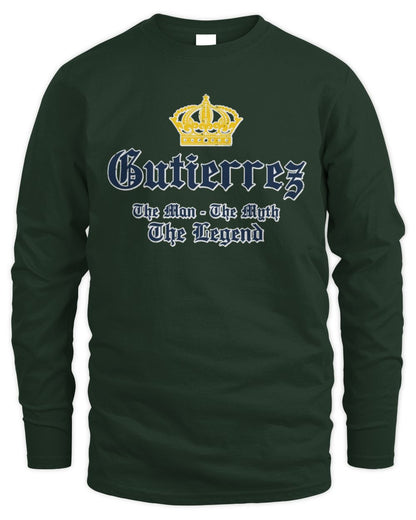 The Man The Myth The Legend Corona Beer T-Shirt GUTIERREZ M1-S83 / Men's Long Sleeved T-Shirt / forest green
