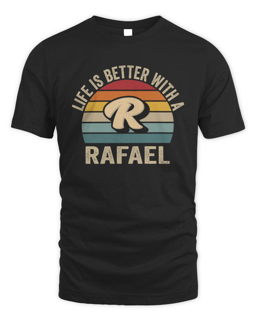 Life Is Better with Name Vintage Sun Shirt RAFAEL M1-50 / Unisex Standard T-Shirt / black