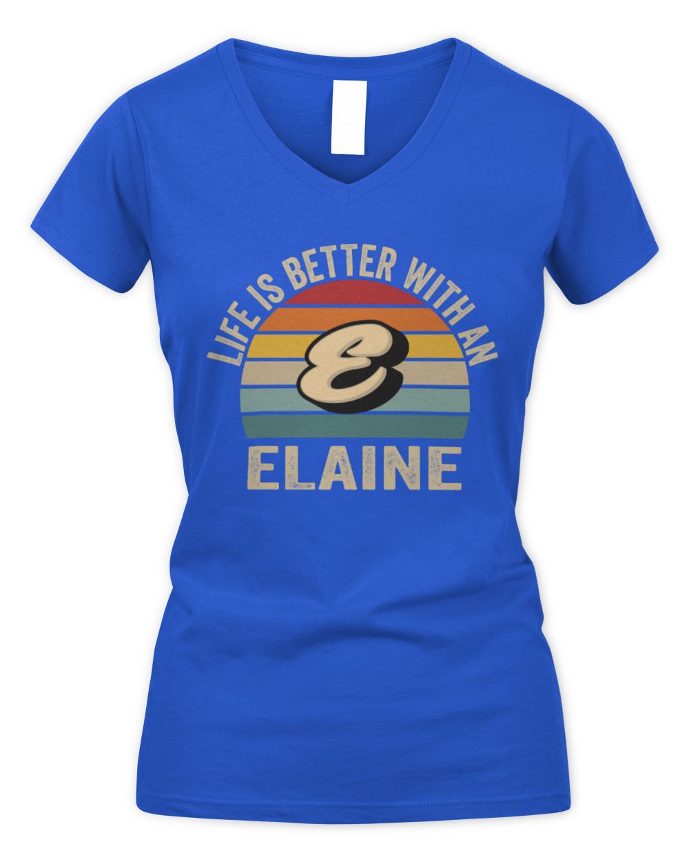 Life Is Better with Name Vintage Sun Shirt ELAINE M1-50 / Women's V-Neck T-Shirt / royal