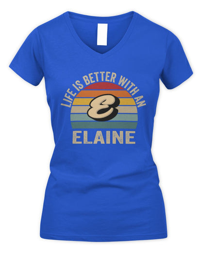 Life Is Better with Name Vintage Sun Shirt ELAINE M1-50 / Women's V-Neck T-Shirt / royal