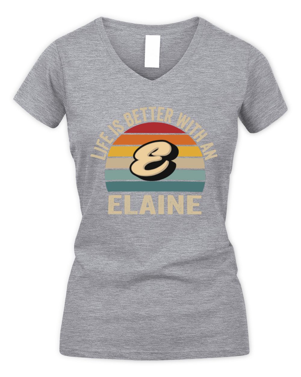 Life Is Better with Name Vintage Sun Shirt ELAINE M1-50 / Women's V-Neck T-Shirt / sport grey