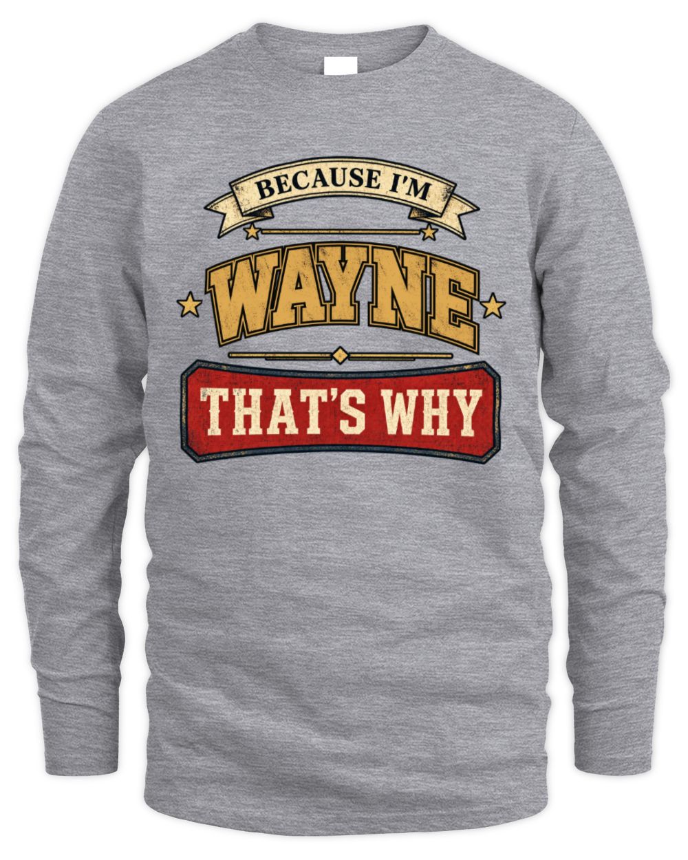 Because I'm Name That's Why Americana T-Shirt WAYNE M1-S88 / Men's Long Sleeved T-Shirt / sport grey