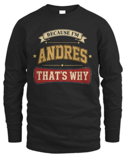Because I'm Name That's Why Americana T-Shirt ANDRES M1-S88 / Men's Long Sleeved T-Shirt / black