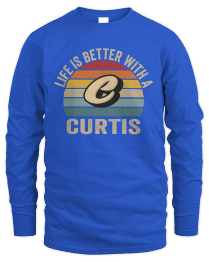 Life Is Better with Name Vintage Sun Shirt CURTIS M1-50 / Men's Long Sleeved T-Shirt / royal