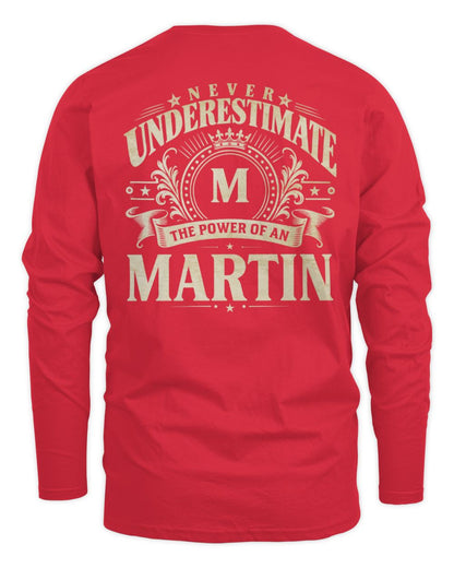 Never Underestimate Your Name Luxury Logo Shirt MARTIN M1-63 / Men's Long Sleeved T-Shirt / red