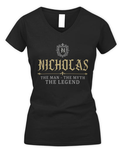 The Man The Myth The Legend Western Shirt NICHOLAS M1-78 / Women's V-Neck T-Shirt / black