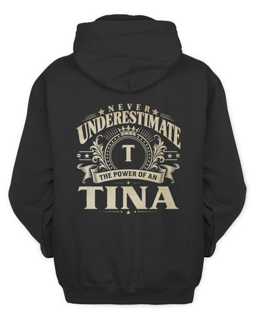Never Underestimate Your Name Luxury Logo Shirt TINA M1-63 / Unisex Hoodie / black