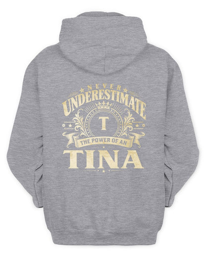 Never Underestimate Your Name Luxury Logo Shirt TINA M1-63 / Unisex Hoodie / sport grey