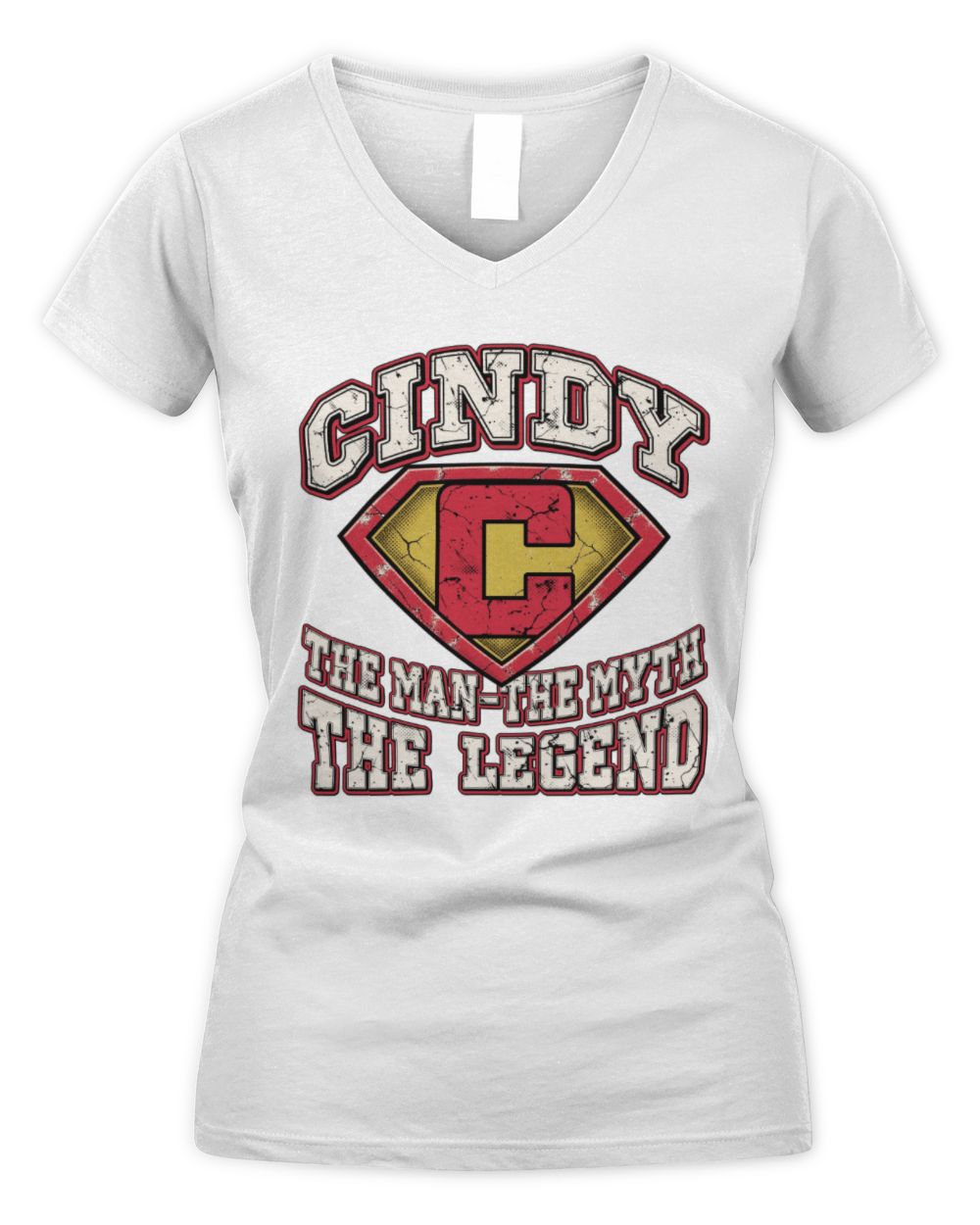The Man The Myth The Legend Superman Graphic T-Shirt CINDY M1-74 / Women's V-Neck T-Shirt / white