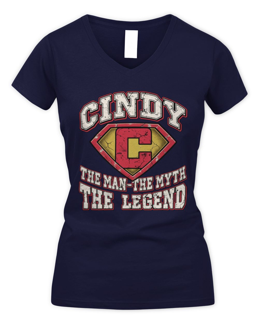 The Man The Myth The Legend Superman Graphic T-Shirt CINDY M1-74 / Women's V-Neck T-Shirt / navy