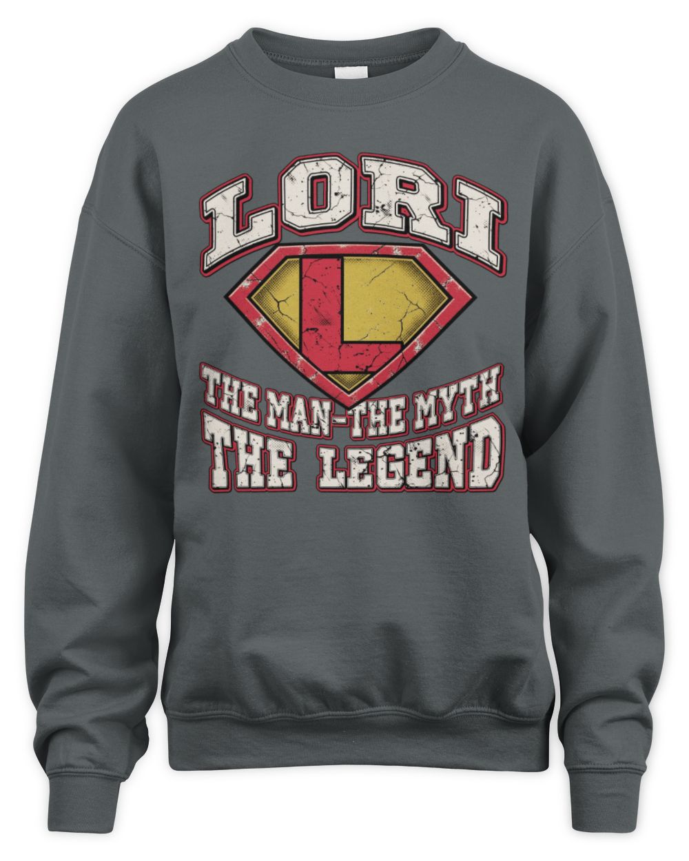 The Man The Myth The Legend Superman Graphic T-Shirt LORI M1-74 / Unisex Sweatshirt / charcoal
