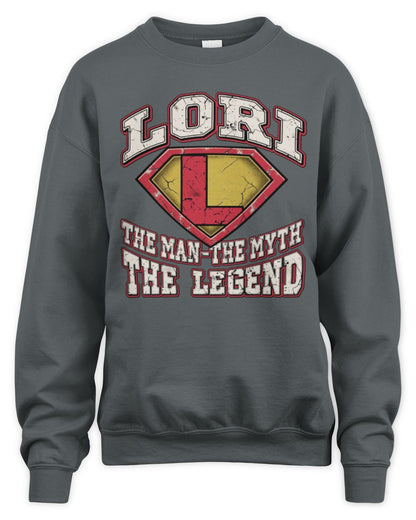 The Man The Myth The Legend Superman Graphic T-Shirt LORI M1-74 / Unisex Sweatshirt / charcoal