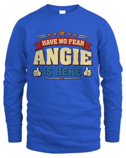 Have No Fear Your Name Is Here Cool Graphic T-Shirt ANGIE M1-71 / Men's Long Sleeved T-Shirt / royal