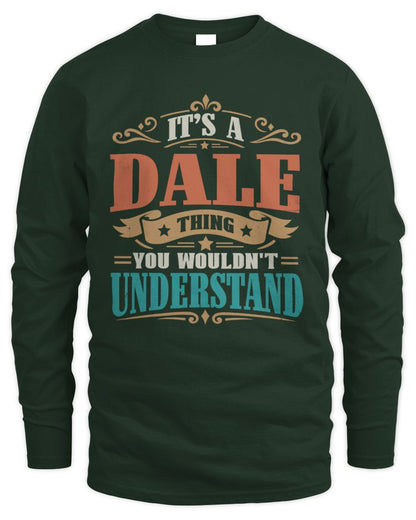 It’s a Name Thing Personalized Retro T-Shirt DALE M1-47 / Men's Long Sleeved T-Shirt / forest green