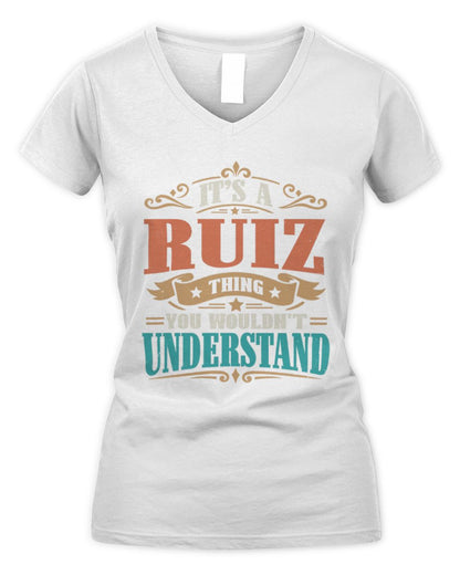 It’s a Name Thing Personalized Retro T-Shirt RUIZ M1-47 / Women's V-Neck T-Shirt / white