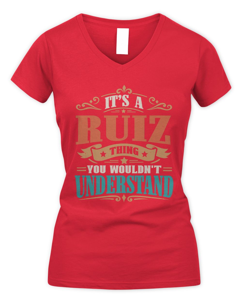 It’s a Name Thing Personalized Retro T-Shirt RUIZ M1-47 / Women's V-Neck T-Shirt / red