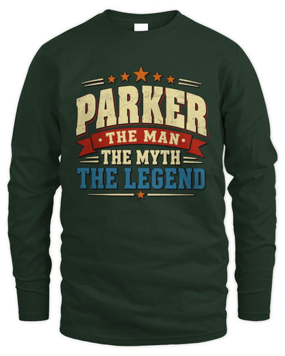 The Man The Myth The Legend Ribbon Vintage T-Shirt PARKER M1-56 / Men's Long Sleeved T-Shirt / forest green