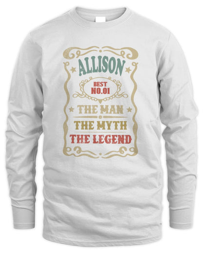 The Man The Myth The Legend Vintage Gold Wine Shirt ALLISON M1-52 / Men's Long Sleeved T-Shirt / white