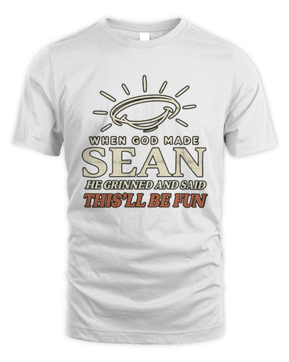 When God Made Your Name Funny Western T-Shirt T-Shirt SEAN M1-S82 / Unisex Standard T-Shirt / white