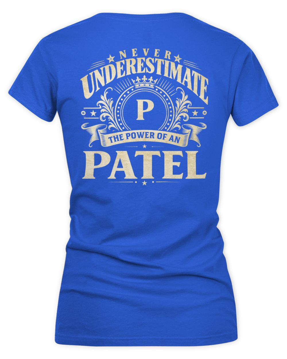 Never Underestimate Your Name Luxury Logo Shirt PATEL M1-63 / Women's V-Neck T-Shirt / royal