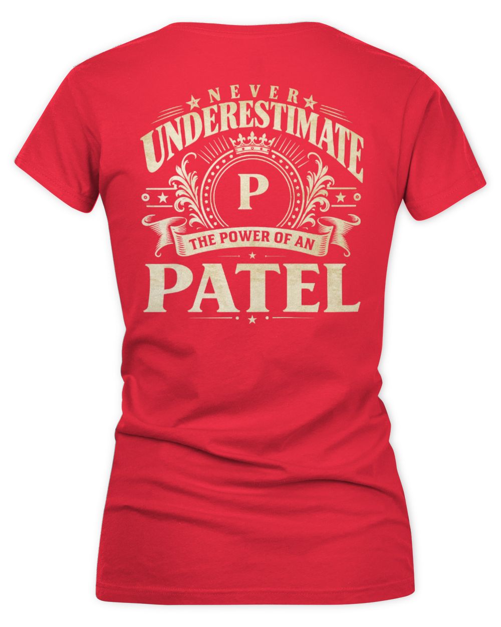 Never Underestimate Your Name Luxury Logo Shirt PATEL M1-63 / Women's V-Neck T-Shirt / red