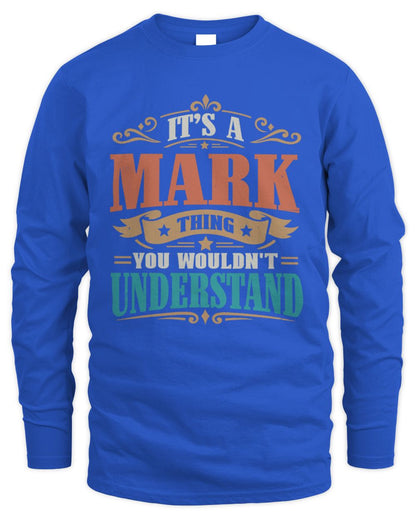 It’s a Name Thing Personalized Retro T-Shirt MARK M1-47 / Men's Long Sleeved T-Shirt / royal