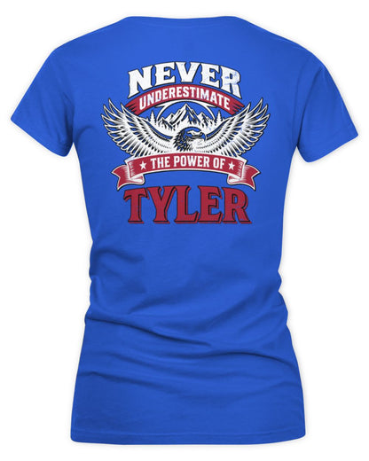Never Underestimate Your Name Eagle Mountain Shirt TYLER M1-61 / Women's V-Neck T-Shirt / royal