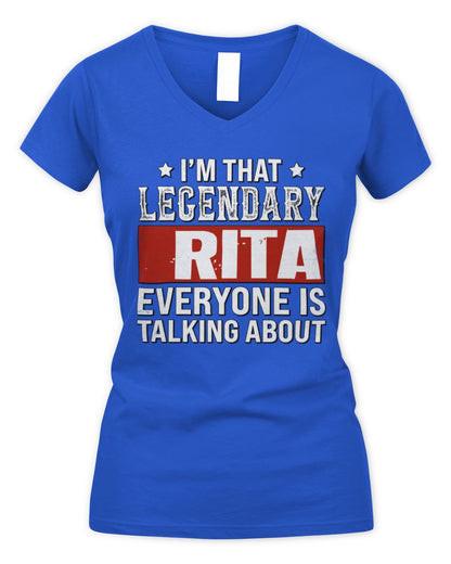 I'm That Legendary Name Everyone Is Talking About Funny Graphic T-Shirt RITA M1-73 / Women's V-Neck T-Shirt / royal